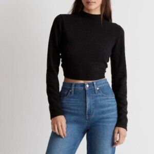 Madewell Ribbed Mockneck Open-Back Crop Top
